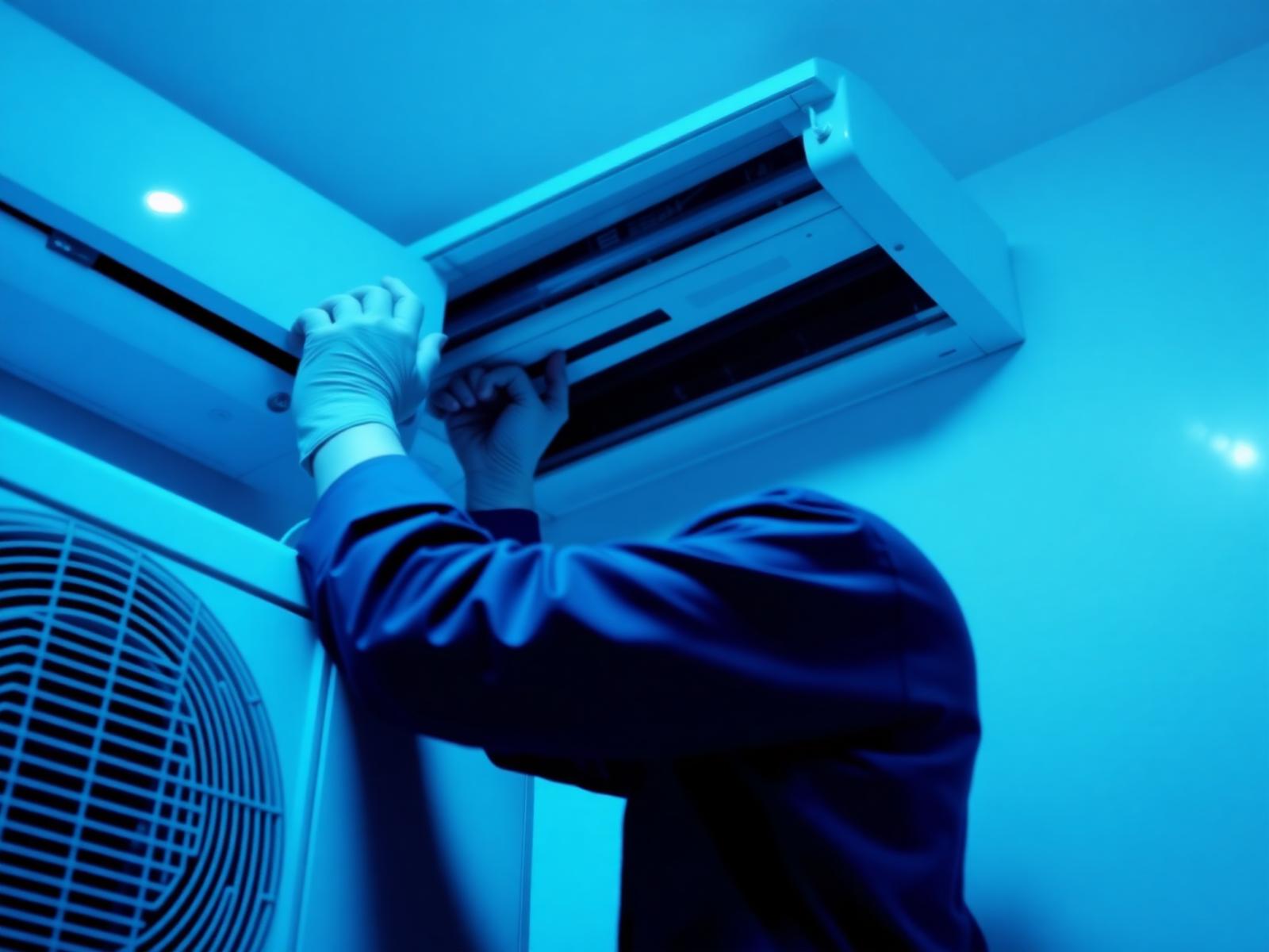HVAC technician performing an emergency AC repair